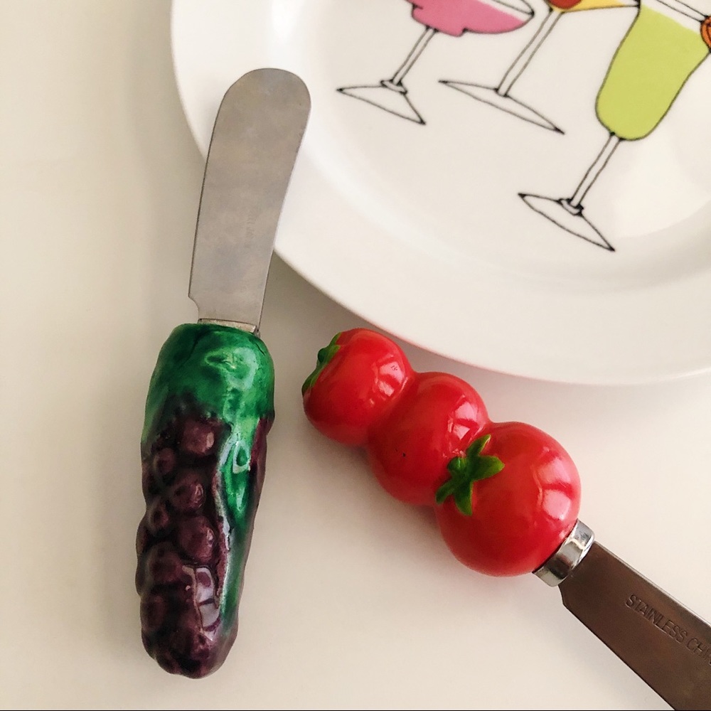 Set of 2 ceramic fruit spreader knives